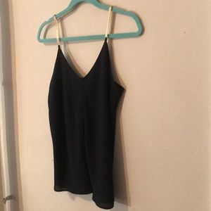 Black camisole with gold metal straps